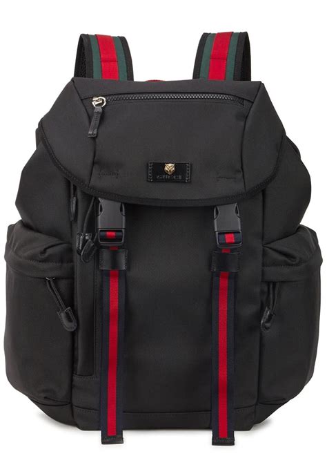 gucci backpack black leather|gucci black canvas backpack.